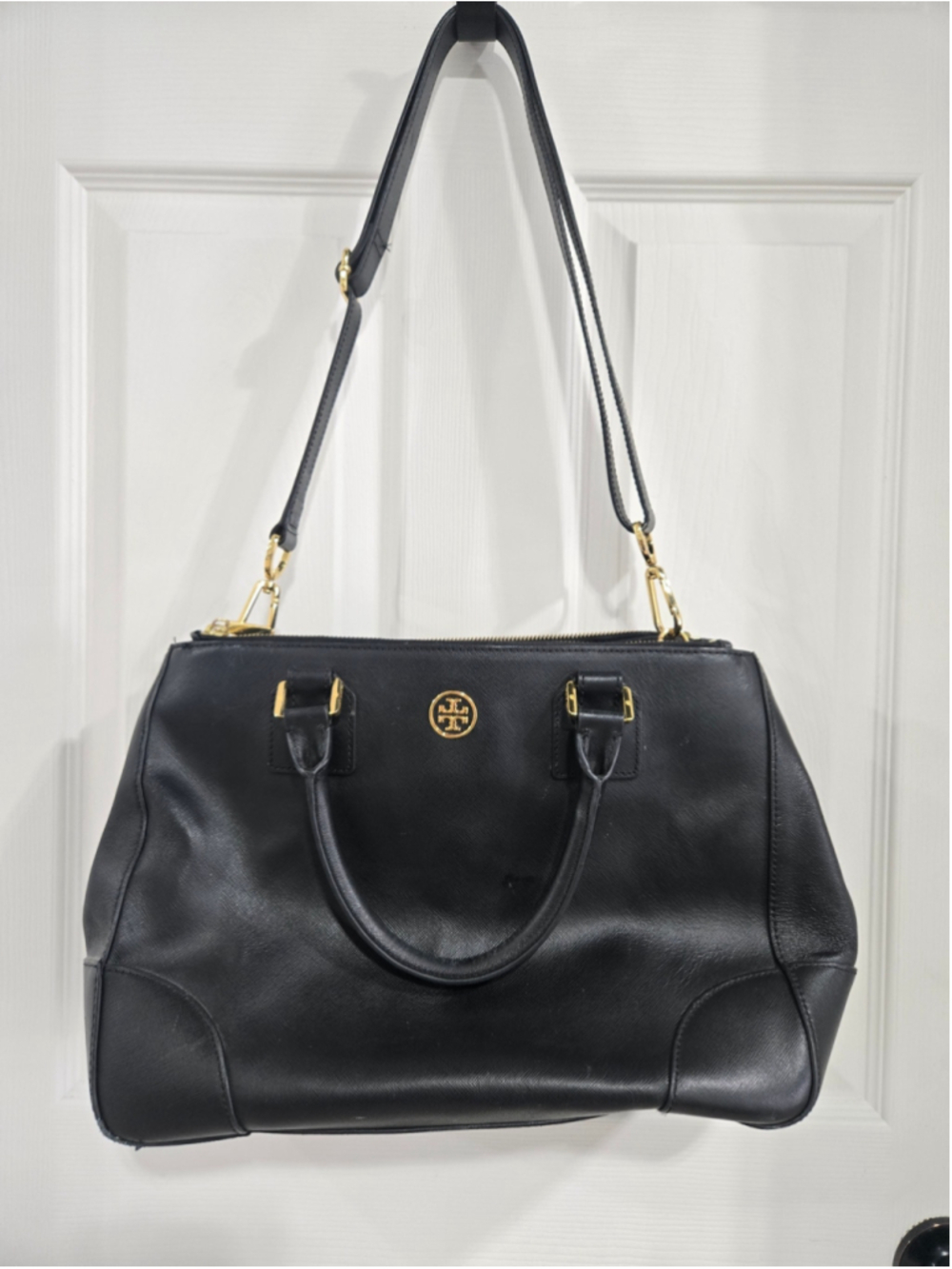 Tory Burch Black Gold Satchel Bag One Size